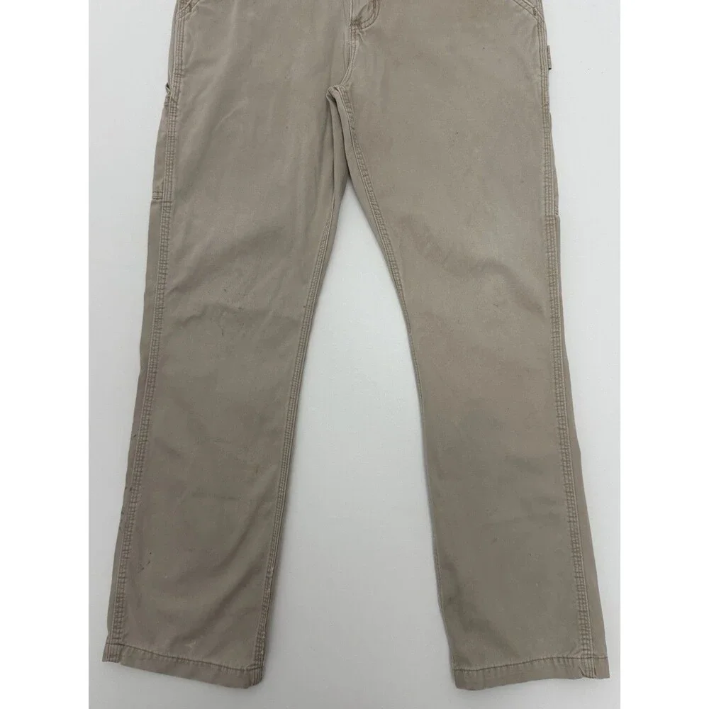 Carhartt Pants Mens 30x32 Khaki Relaxed Fit Canvas Carpenter Workwear B324 FDK